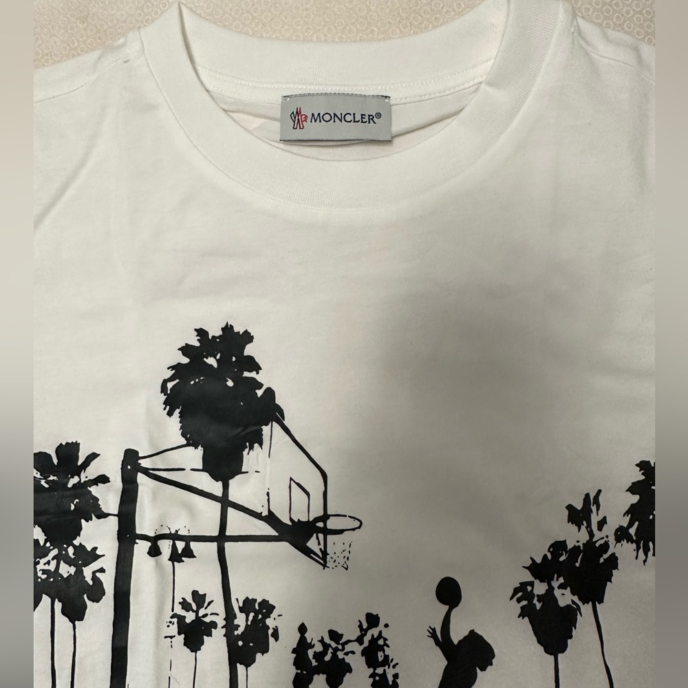 Moncler Graphic Print Cotton Tee, White, XS/S - Picture 6 of 8